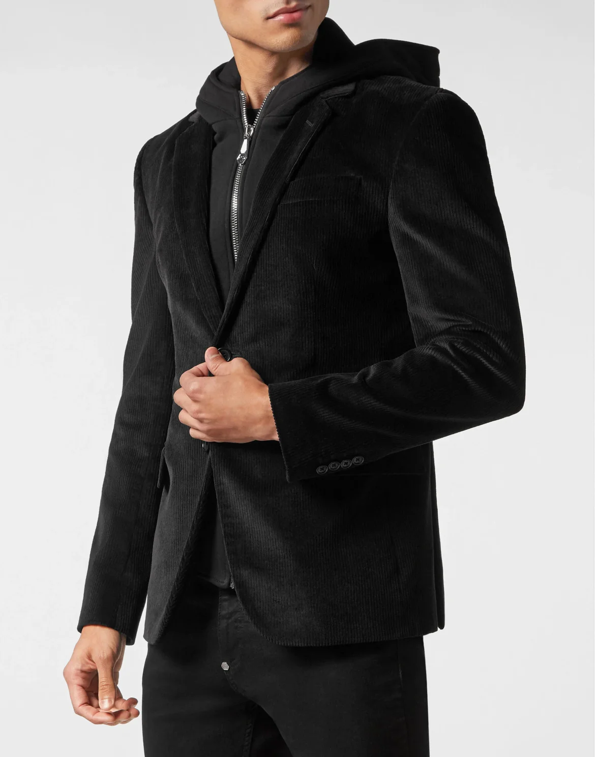 Corduroy Hooded Jacket Gothic Plein, цвет: Черный