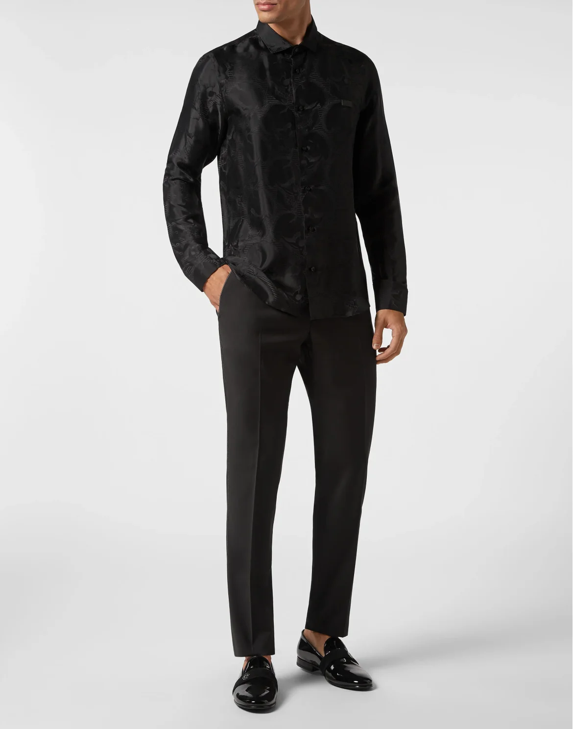 Jacquard Shirt Sugar Daddy Cut LS Skull, цвет: Черный