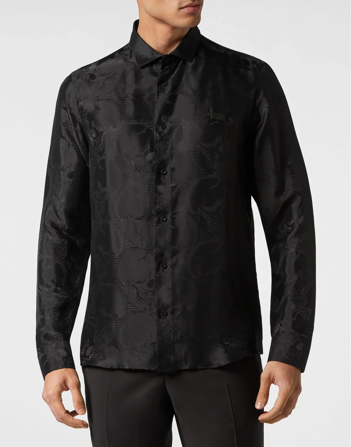 Jacquard Shirt Sugar Daddy Cut LS Skull, цвет: Черный