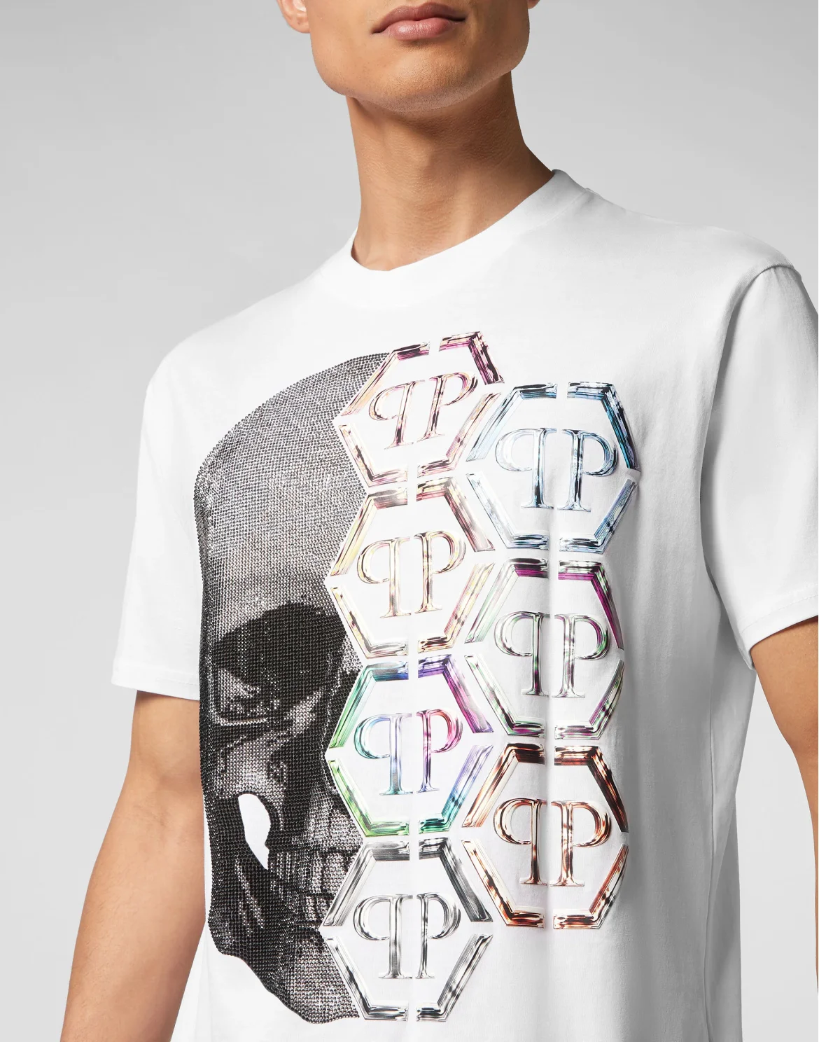 T-shirt Round Neck SS Skull and Plein, цвет: Белый