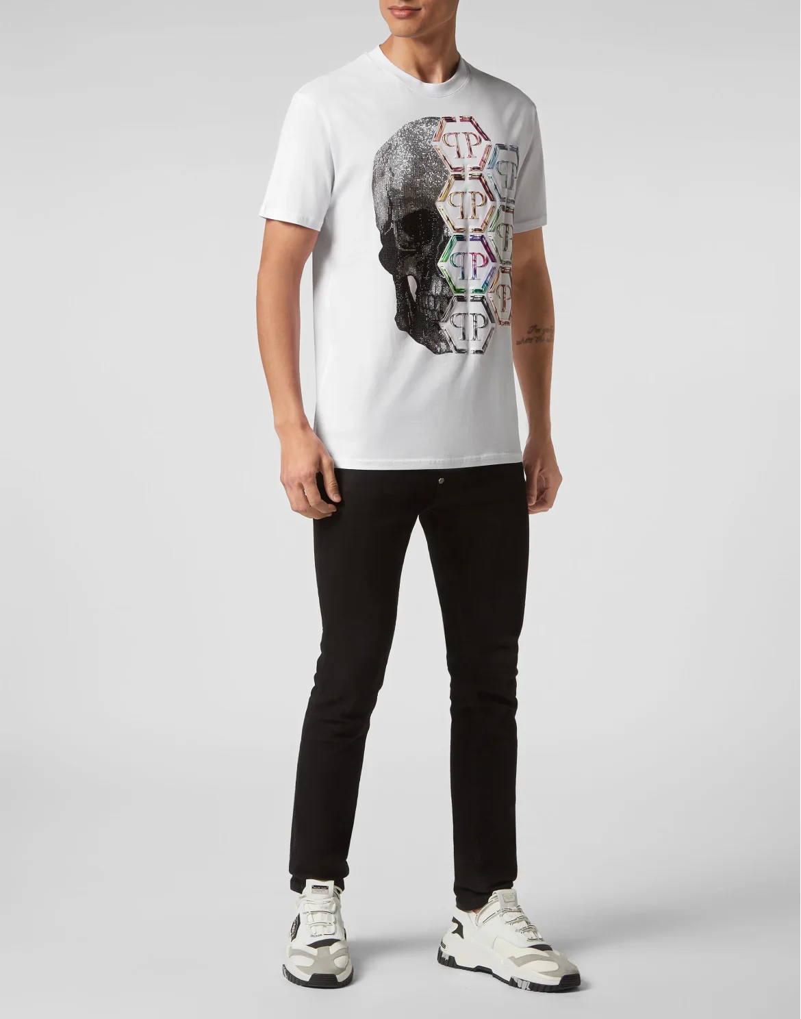 T-shirt Round Neck SS Skull and Plein, цвет: Белый