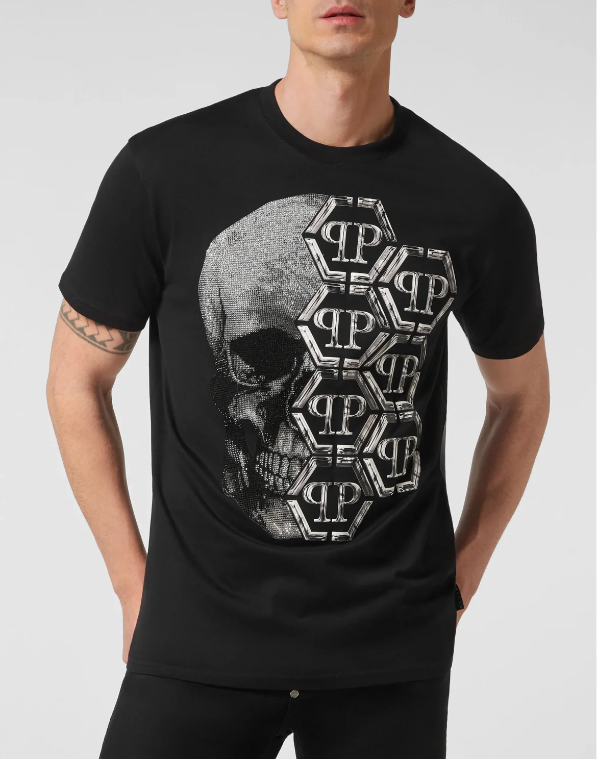 T-shirt Round Neck SS Skull and Plein, цвет: Черный