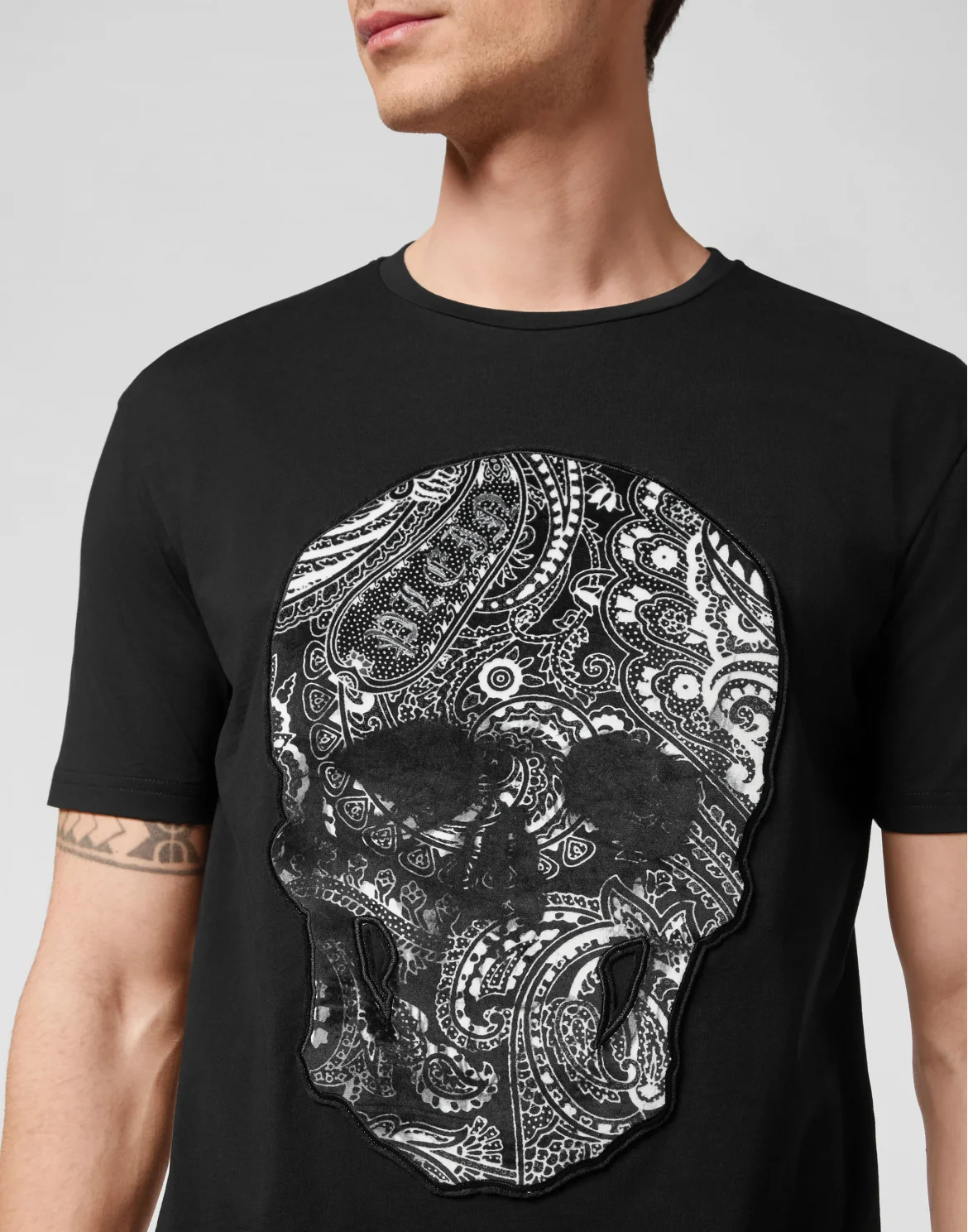 T-shirt Round Neck SS Paisley Skull, цвет: Черный