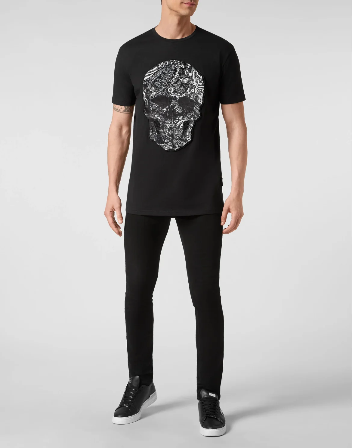 T-shirt Round Neck SS Paisley Skull, цвет: Черный