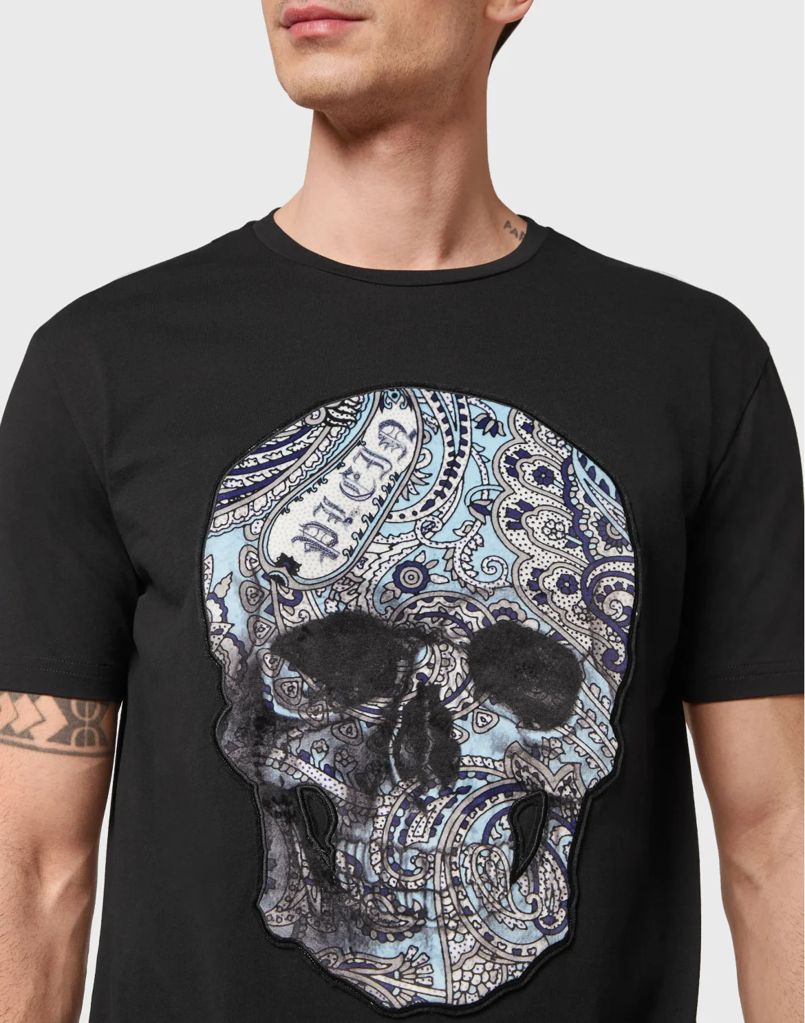 T-shirt Round Neck SS Paisley Skull, цвет: Черный