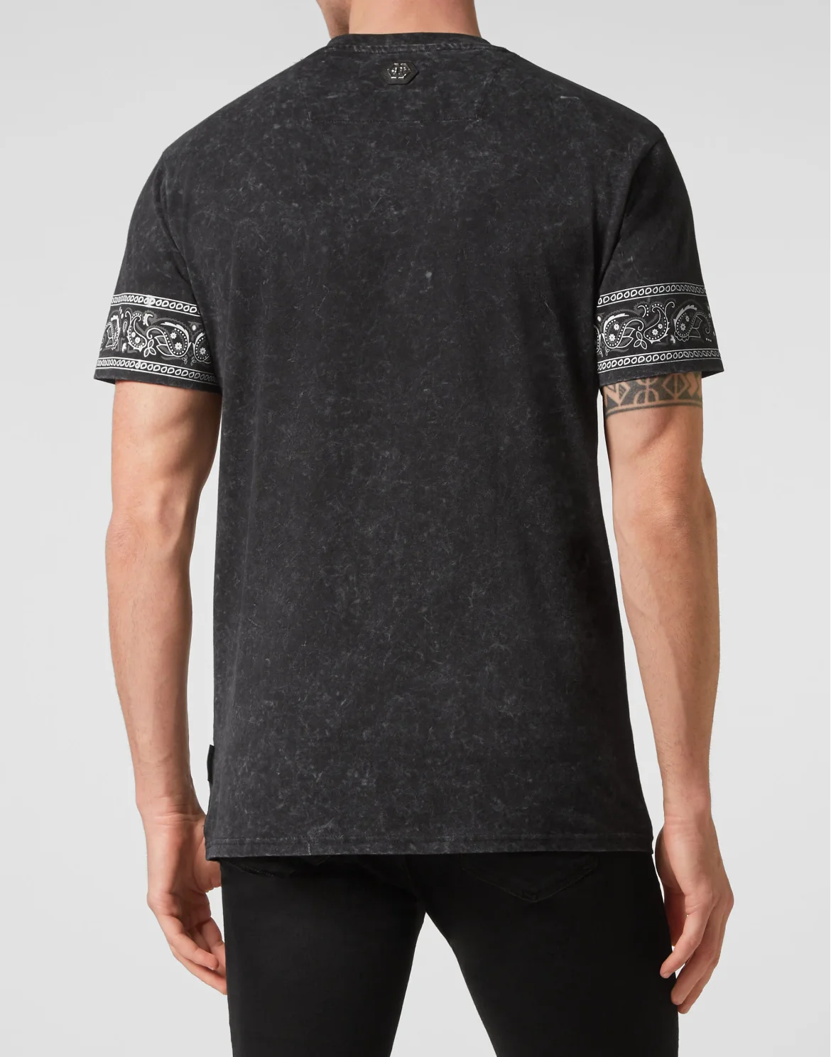 Washed T-shirt Round Neck SS Paisley Strass, цвет: Черный