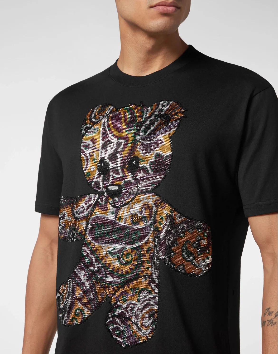 T-shirt Round Neck SS Paisley Teddy Bear, цвет: Черный