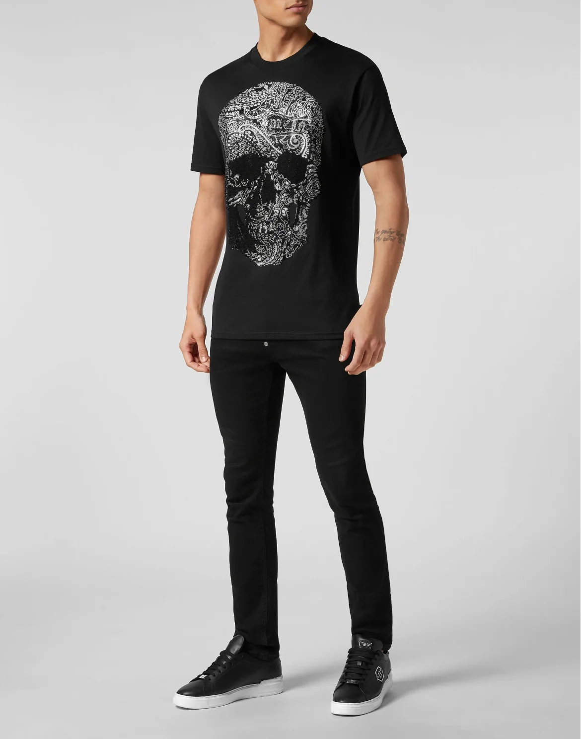 T-shirt Round Neck SS Paisley Strass, цвет: Черный
