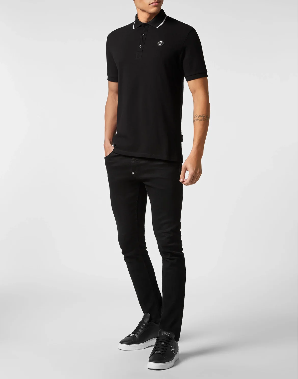 Slim Fit Polo shirt SS Paisley Strass, цвет: Черный