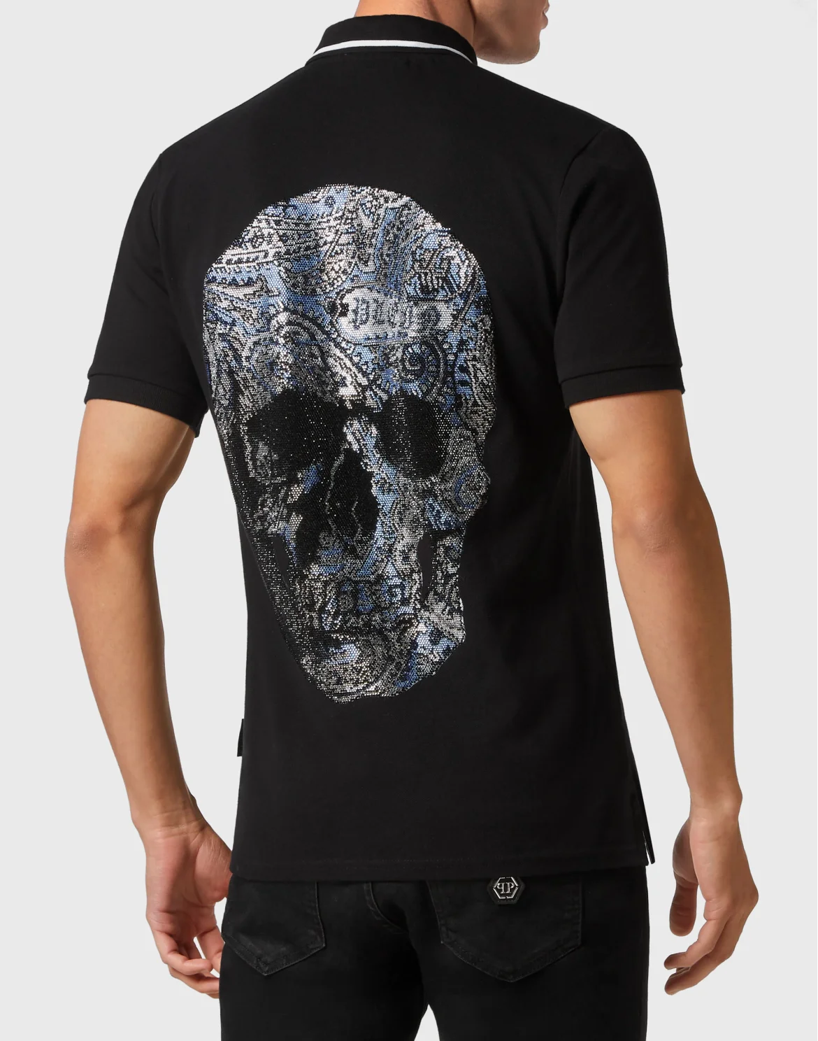 Slim Fit Polo shirt SS Paisley Strass, цвет: Черный