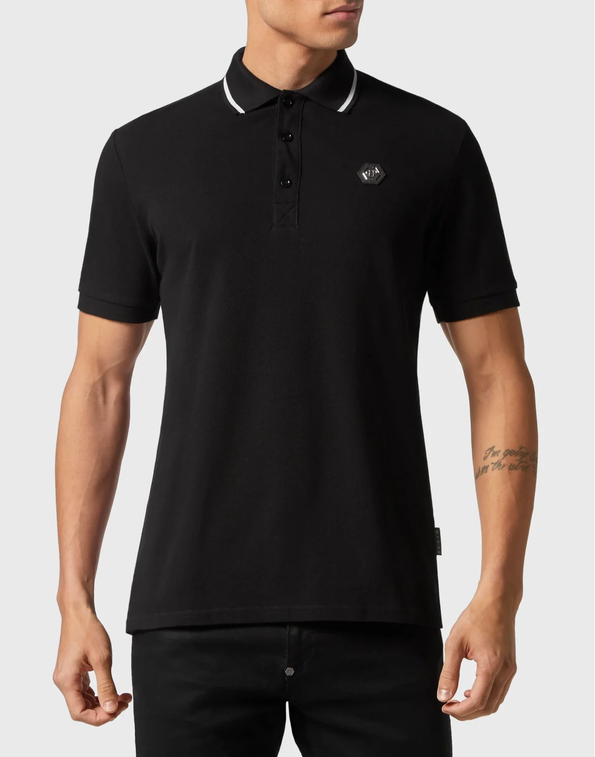 Slim Fit Polo shirt SS Paisley Strass, цвет: Черный
