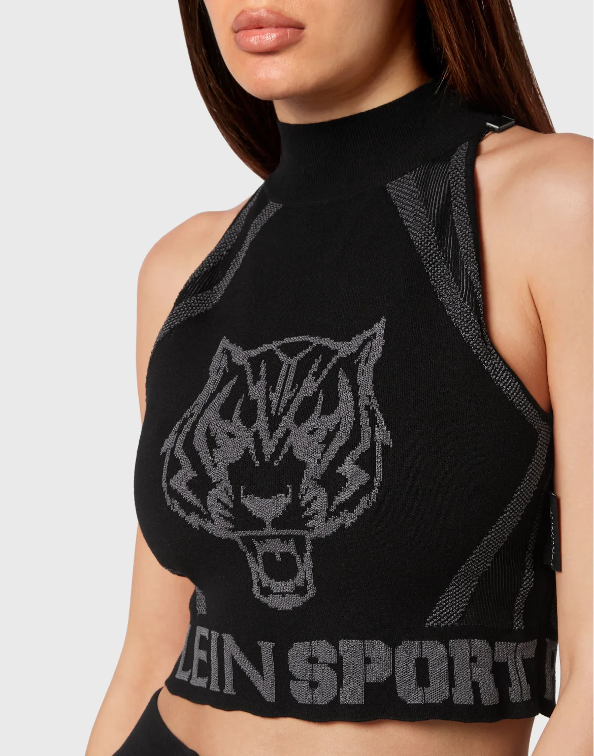 Knit Jacquard Cropped Top, цвет: Черный
