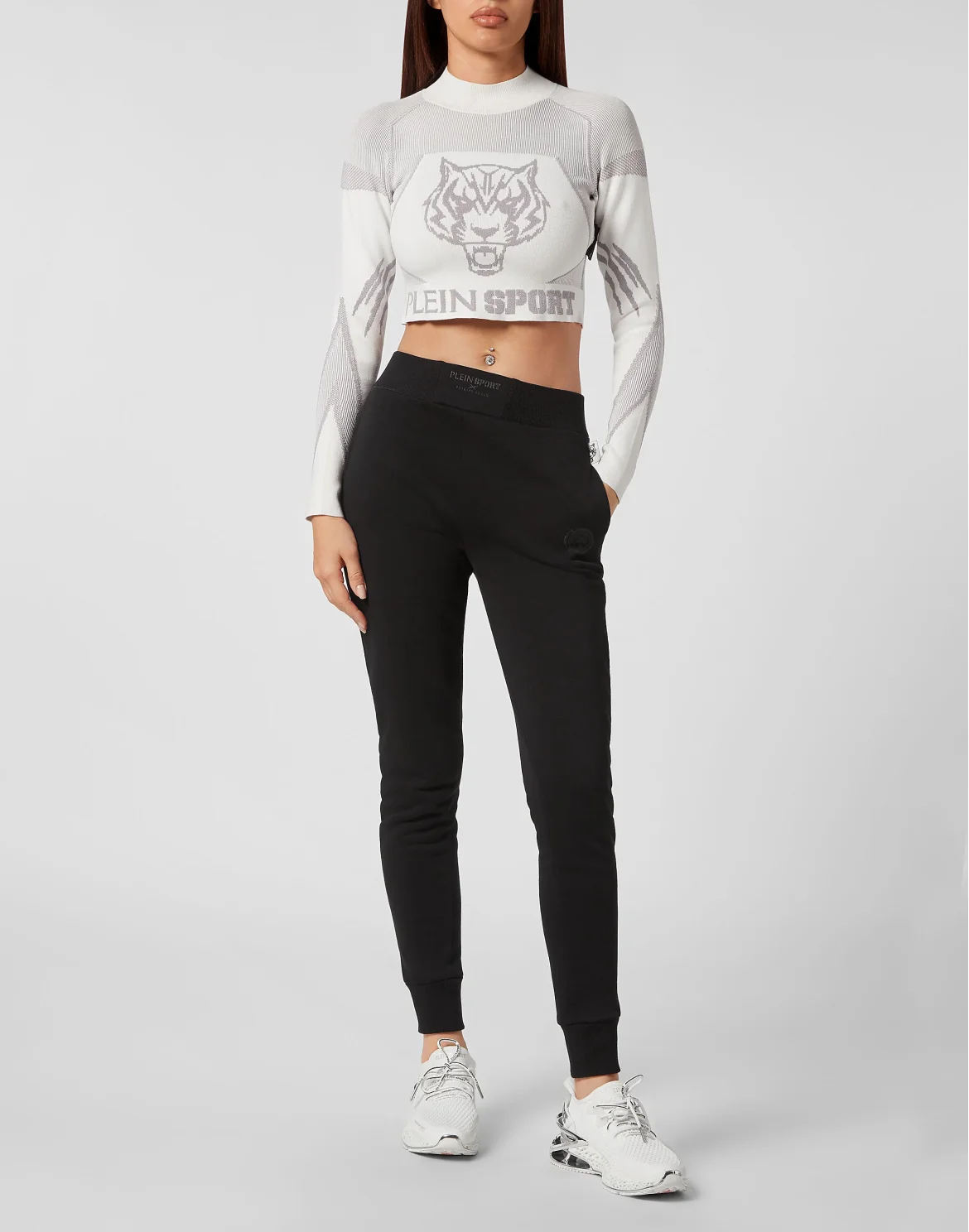 Knit Jacquard Cropped Top LS, цвет: Белый