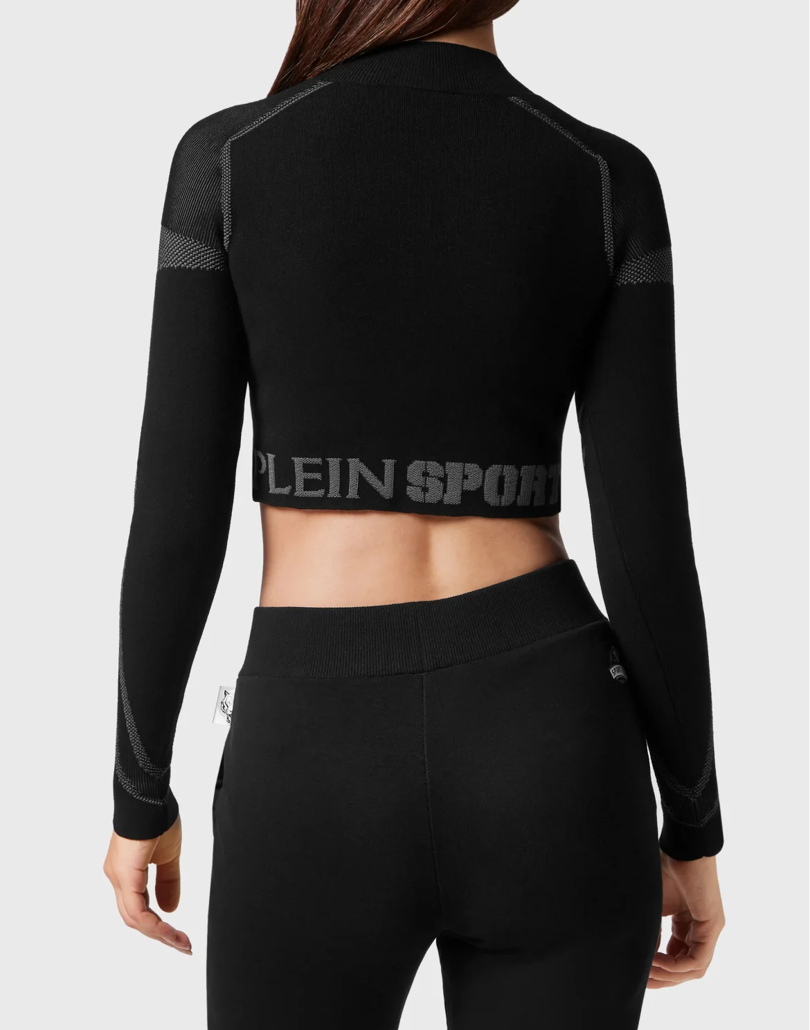 Knit Jacquard Cropped Top LS, цвет: Черный