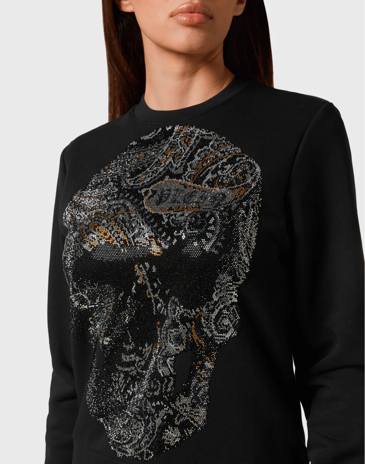 Sweatshirt Paisley Strass, цвет: Черный