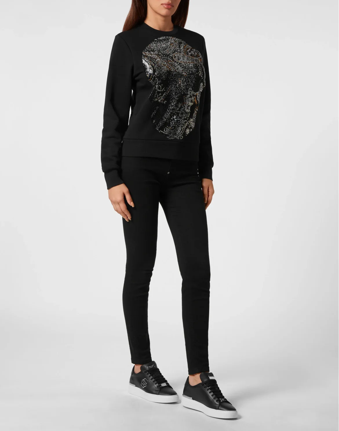 Sweatshirt Paisley Strass, цвет: Черный