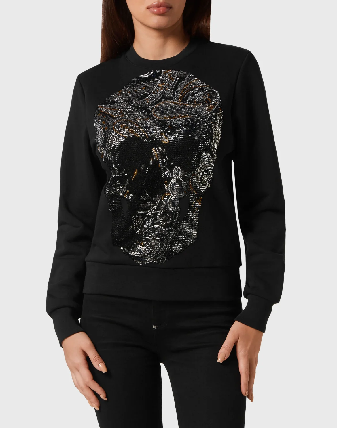 Sweatshirt Paisley Strass, цвет: Черный