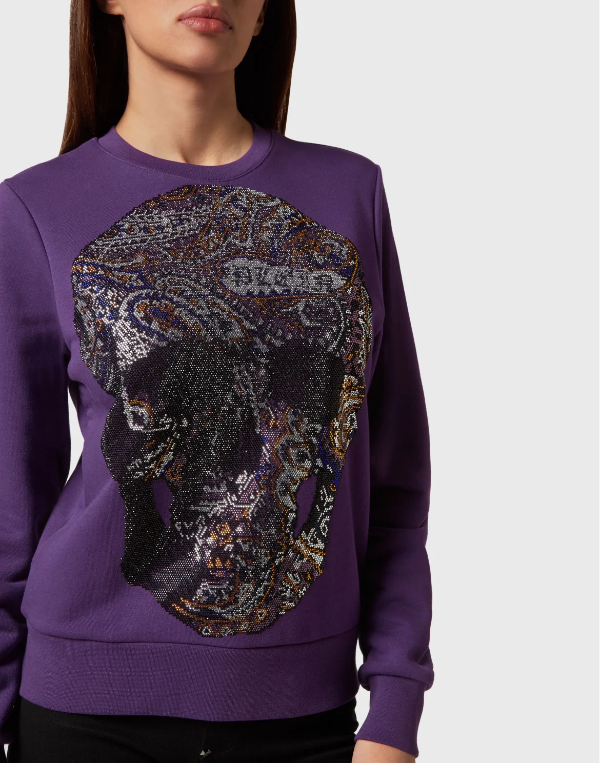 Sweatshirt Paisley Strass, цвет: Фиолетовый