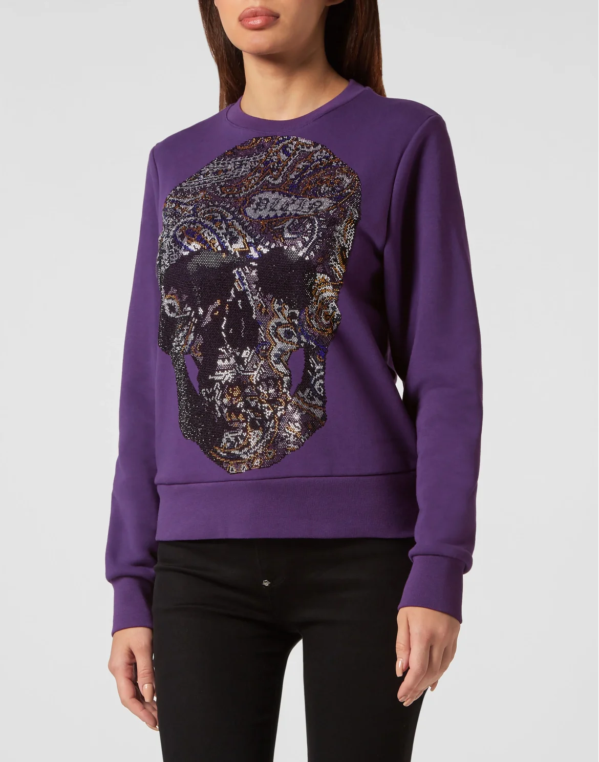 Sweatshirt Paisley Strass, цвет: Фиолетовый