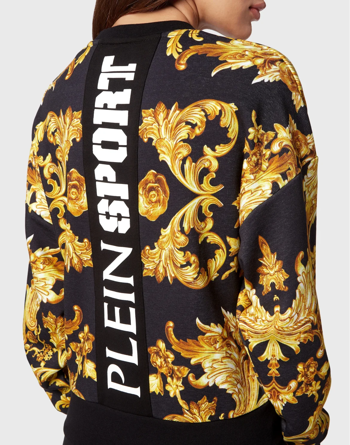 Cropped Sweatshirt LS Baroque, цвет: Черный