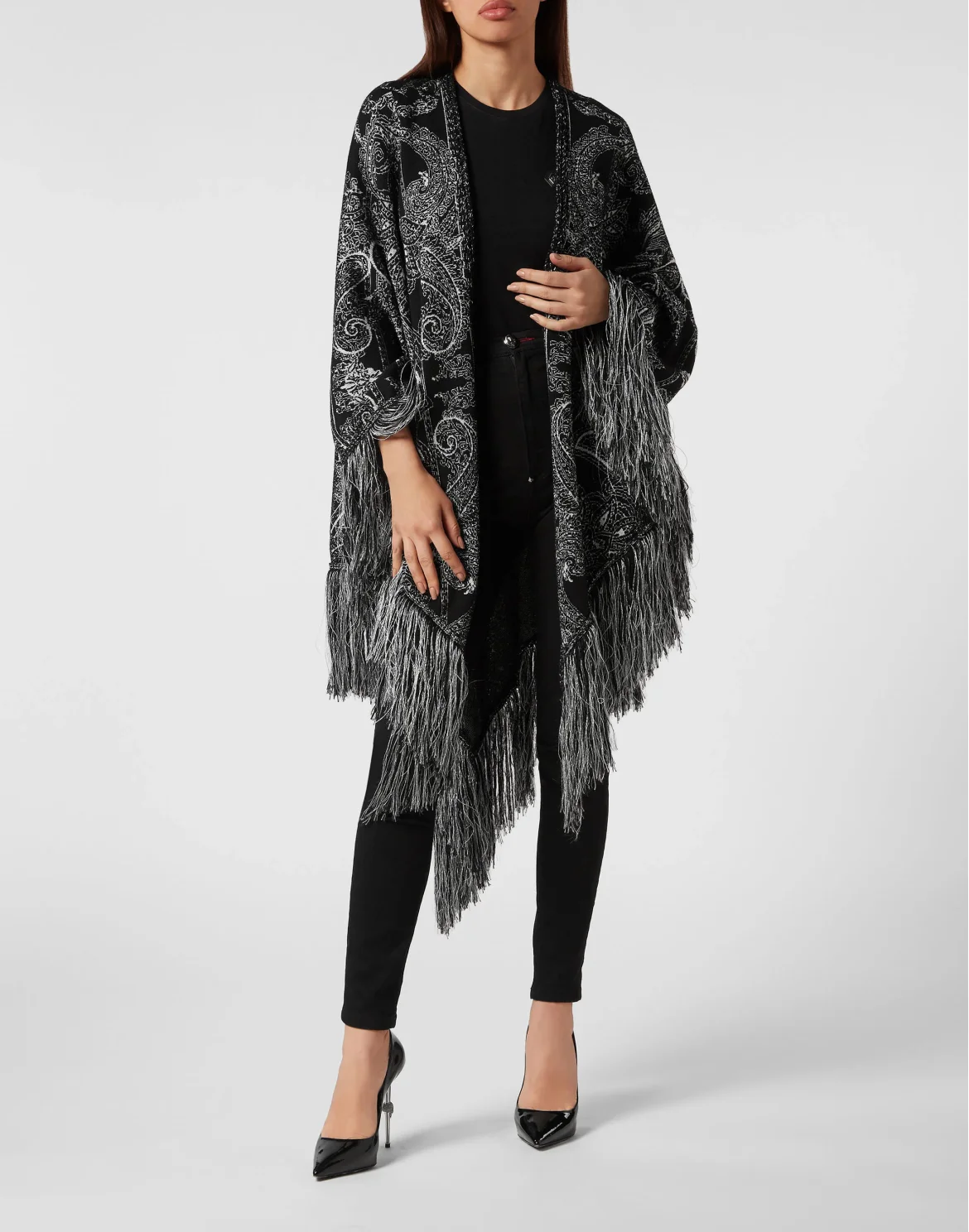 Jacquard / Wool Cape Paisley Foulard, цвет: Черный