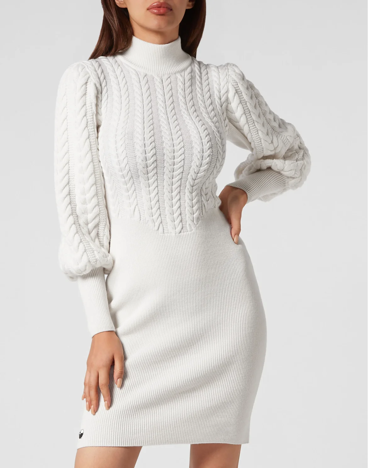 Wool Turtleneck Dress LS, цвет: Белый
