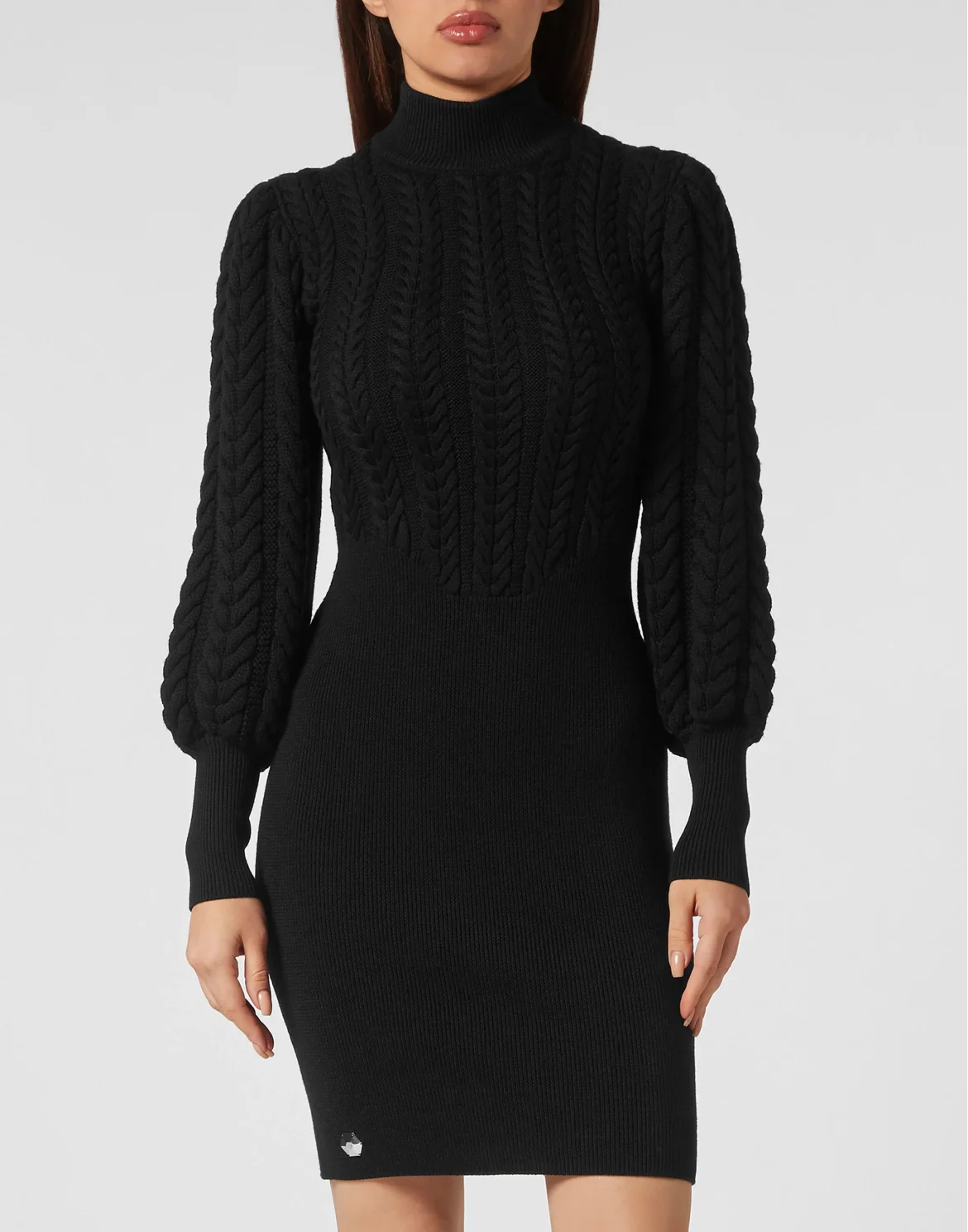 Wool Turtleneck Dress LS, цвет: Черный