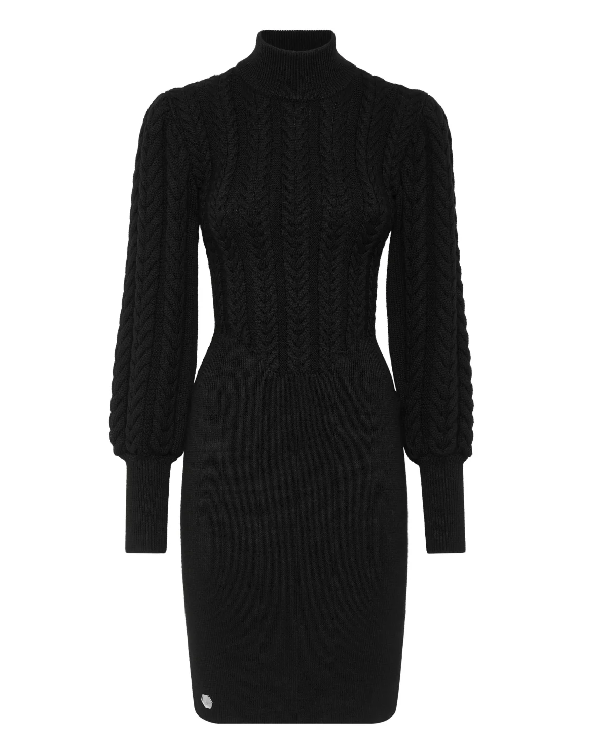 Wool Turtleneck Dress LS, цвет: Черный