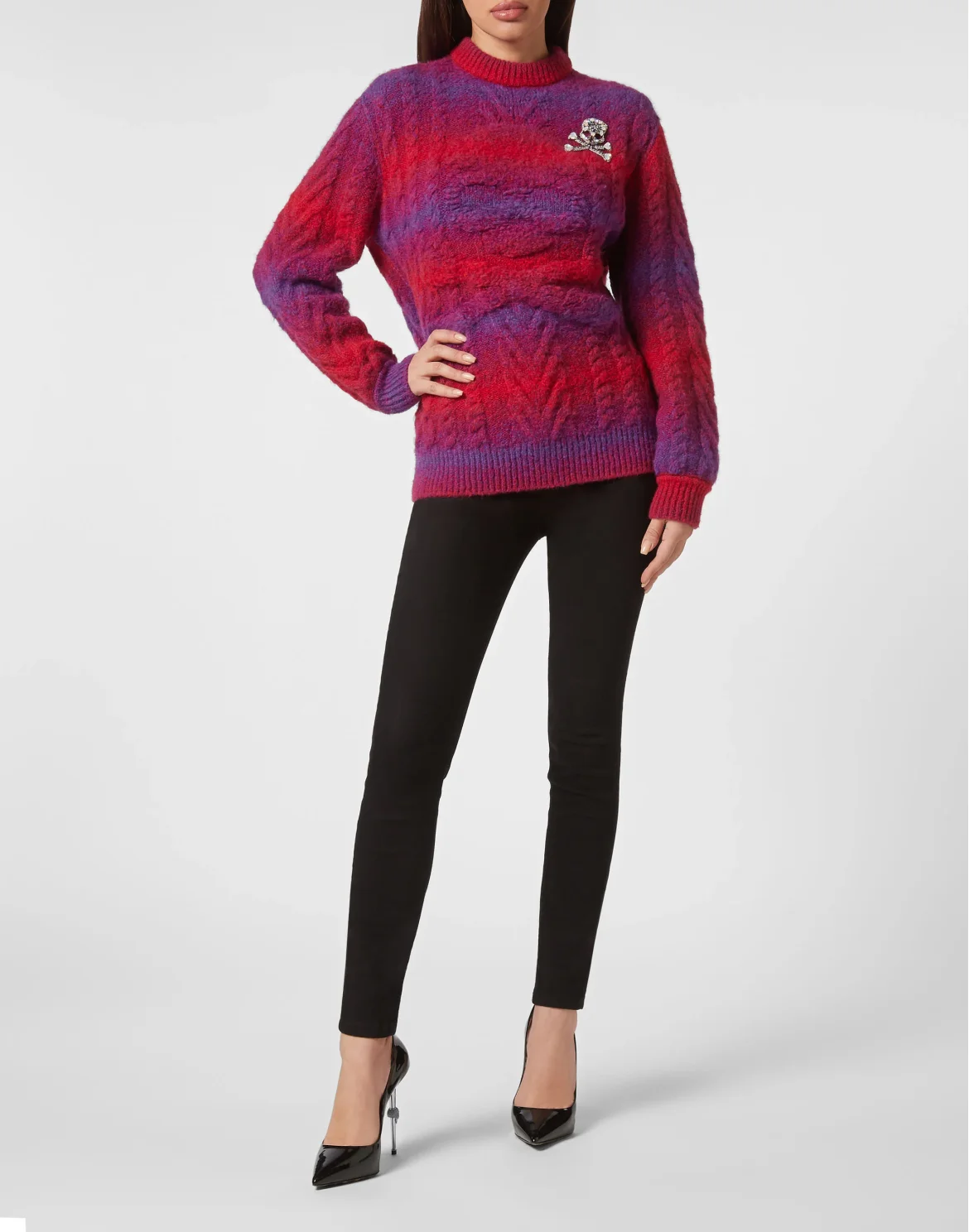 Wool Knit Pullover Round Neck LS Skull&Bones, цвет: Фиолетовый