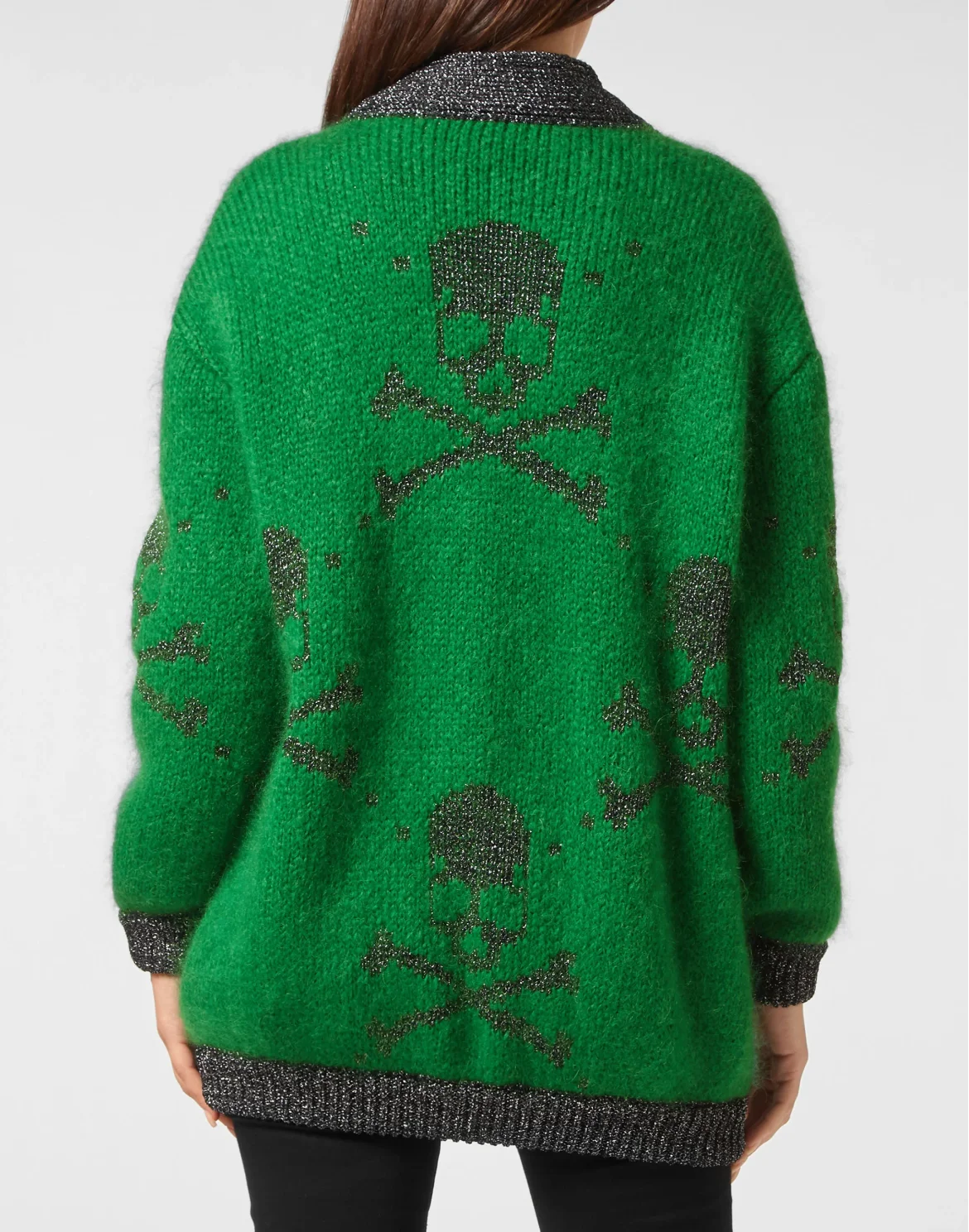 Lurex Mohair Cardigan V Neck Skull&Bones, цвет: Зеленый