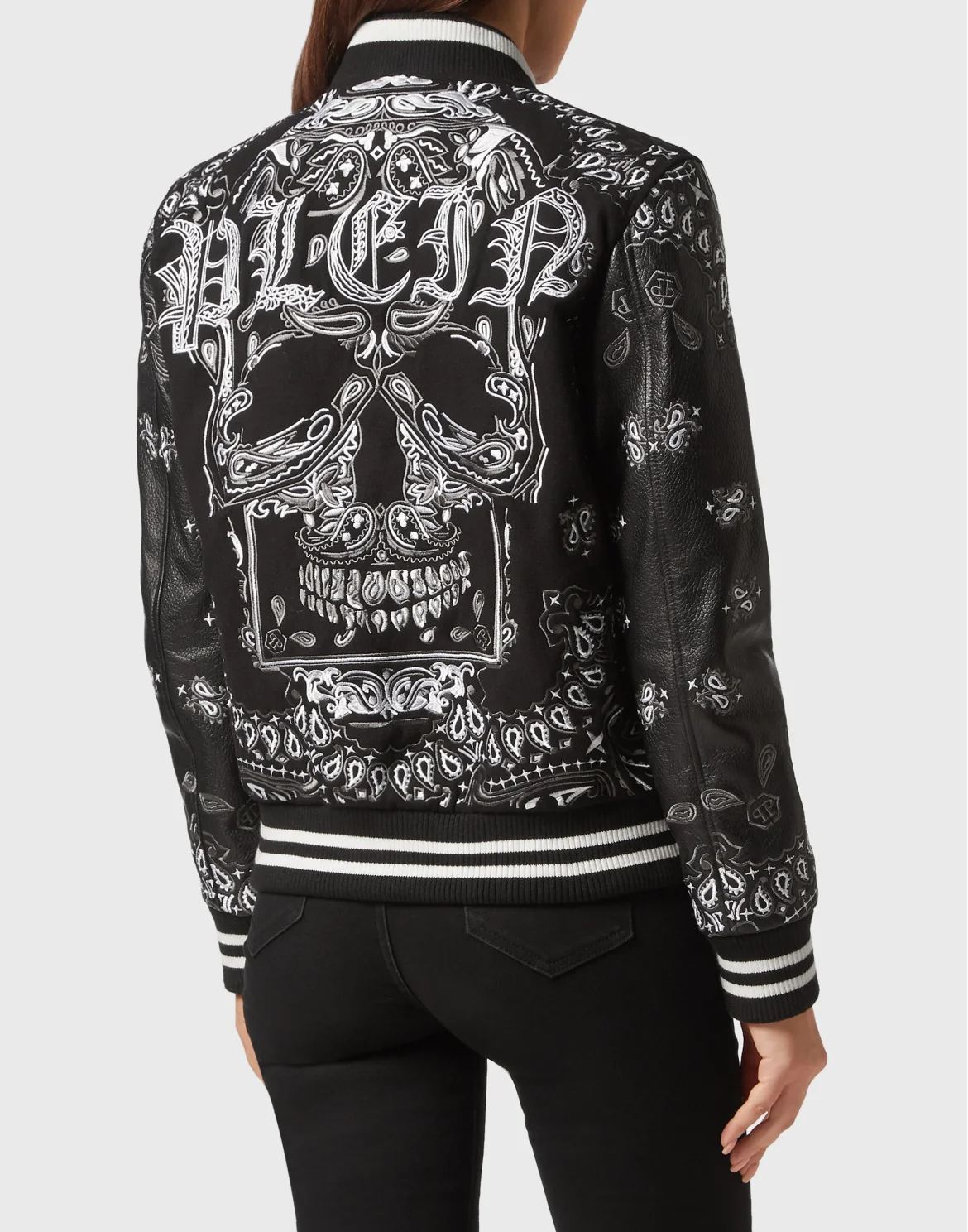 Wool and Leather Bomber Paisley Bandana, цвет: Черный