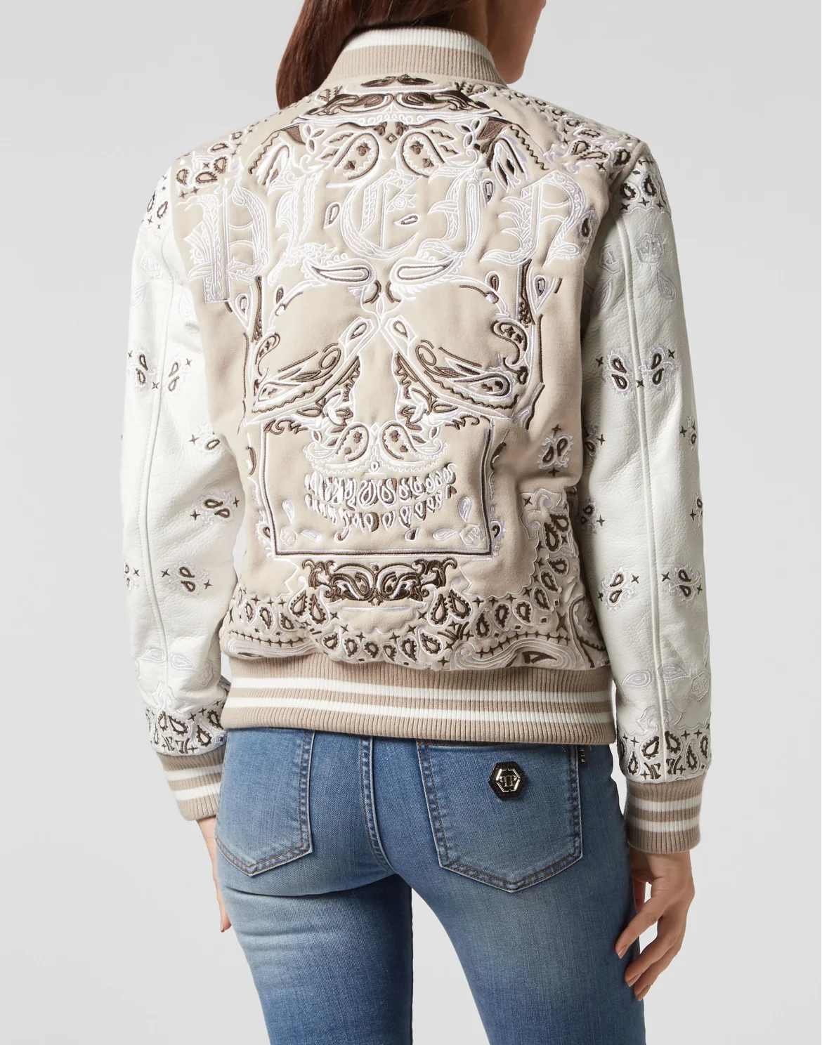 Wool and Leather Bomber Paisley Bandana, цвет: Бежевый