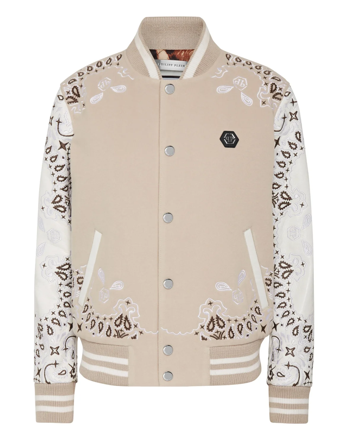 Wool and Leather Bomber Paisley Bandana, цвет: Бежевый