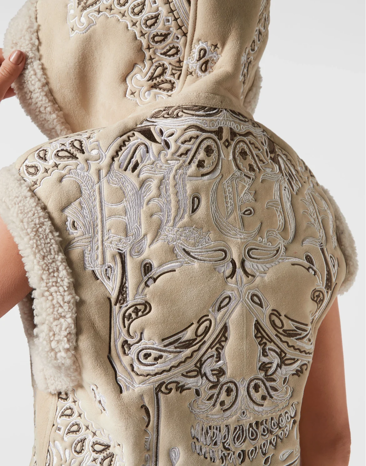 Shearling Oversize Gilet Paisley Bandana, цвет: Бежевый