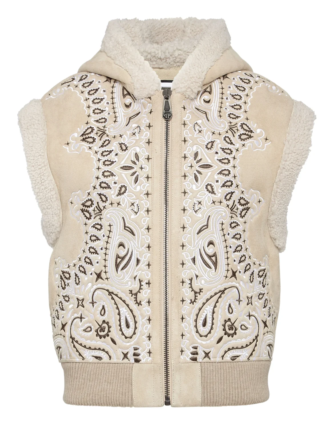 Shearling Oversize Gilet Paisley Bandana, цвет: Бежевый