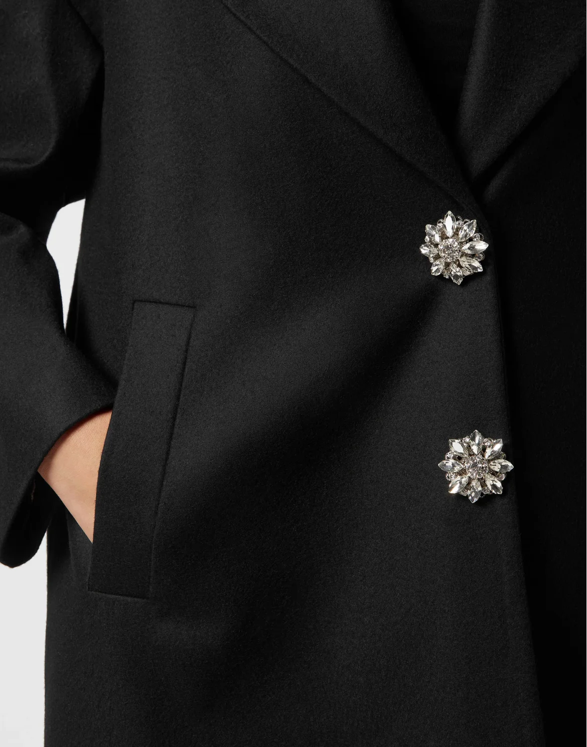 Oversized Wool  Long Coat Castoni Skull, цвет: Черный