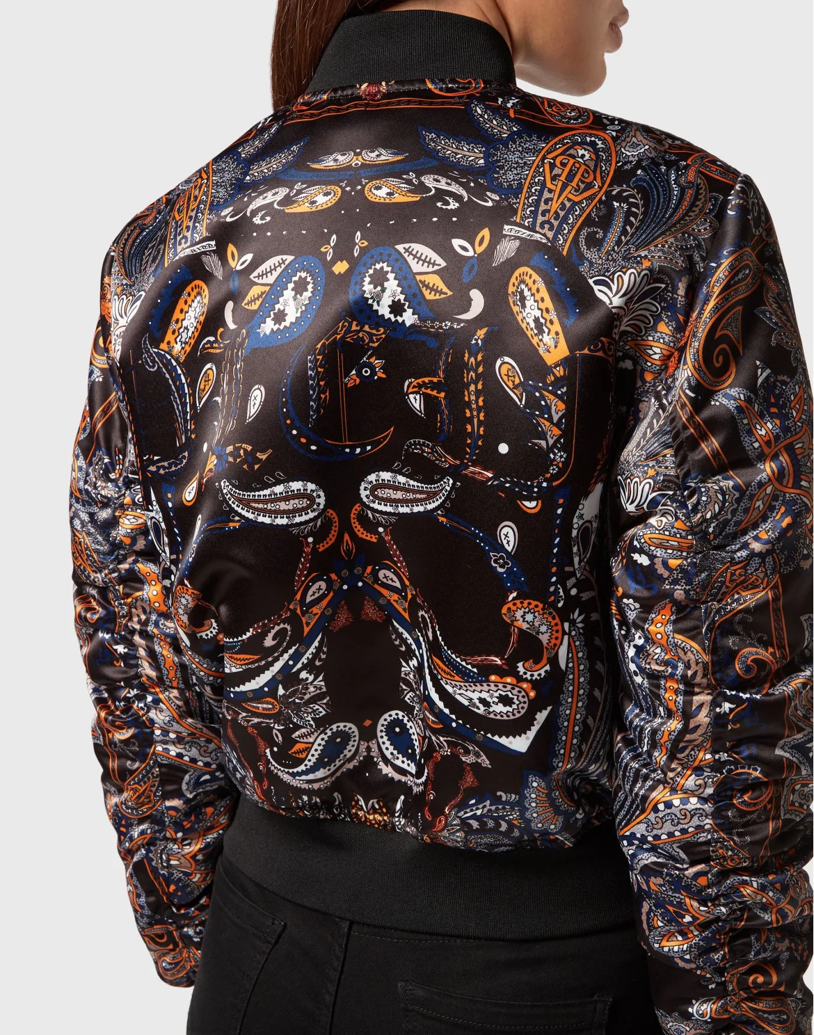 Satin Reversible Bomber Paisley Foulard, цвет: Черный