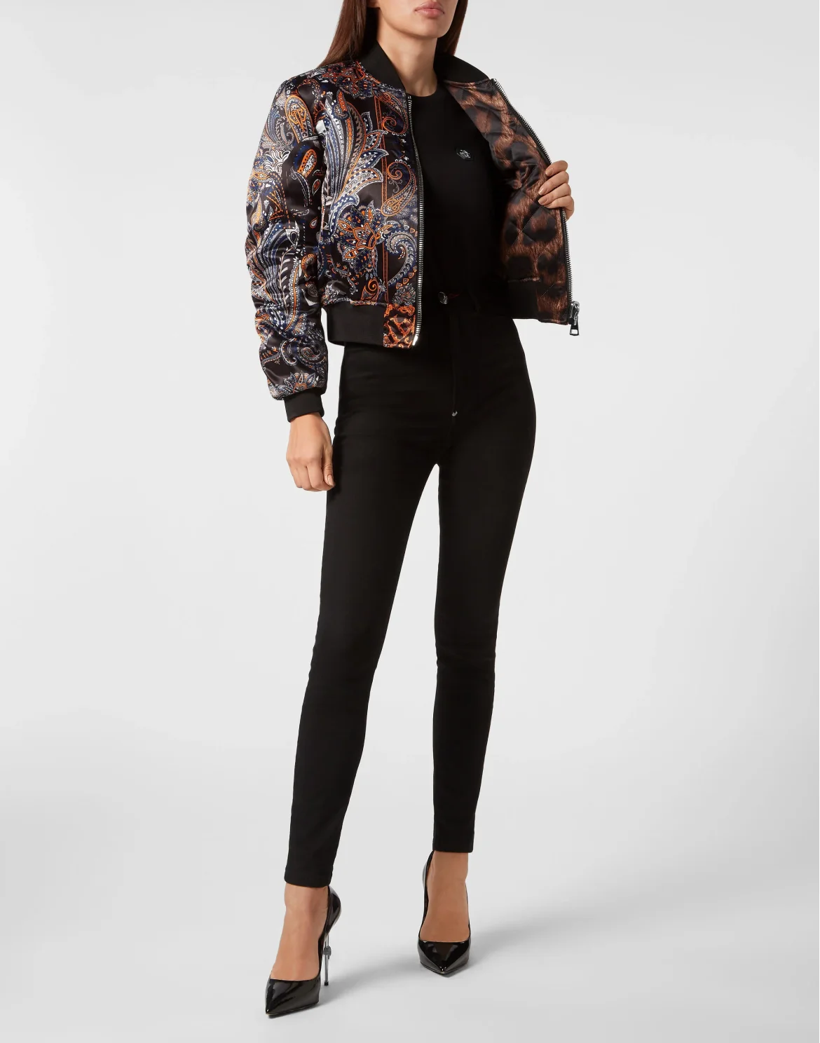 Satin Reversible Bomber Paisley Foulard, цвет: Черный