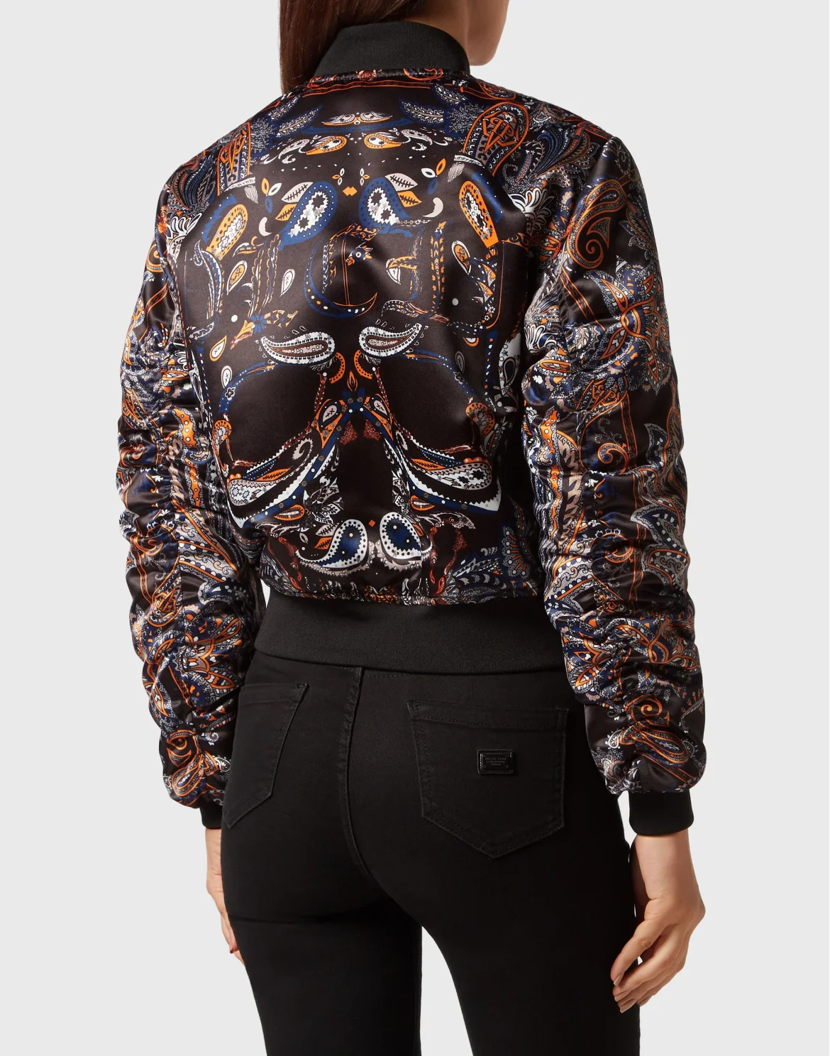 Satin Reversible Bomber Paisley Foulard, цвет: Черный