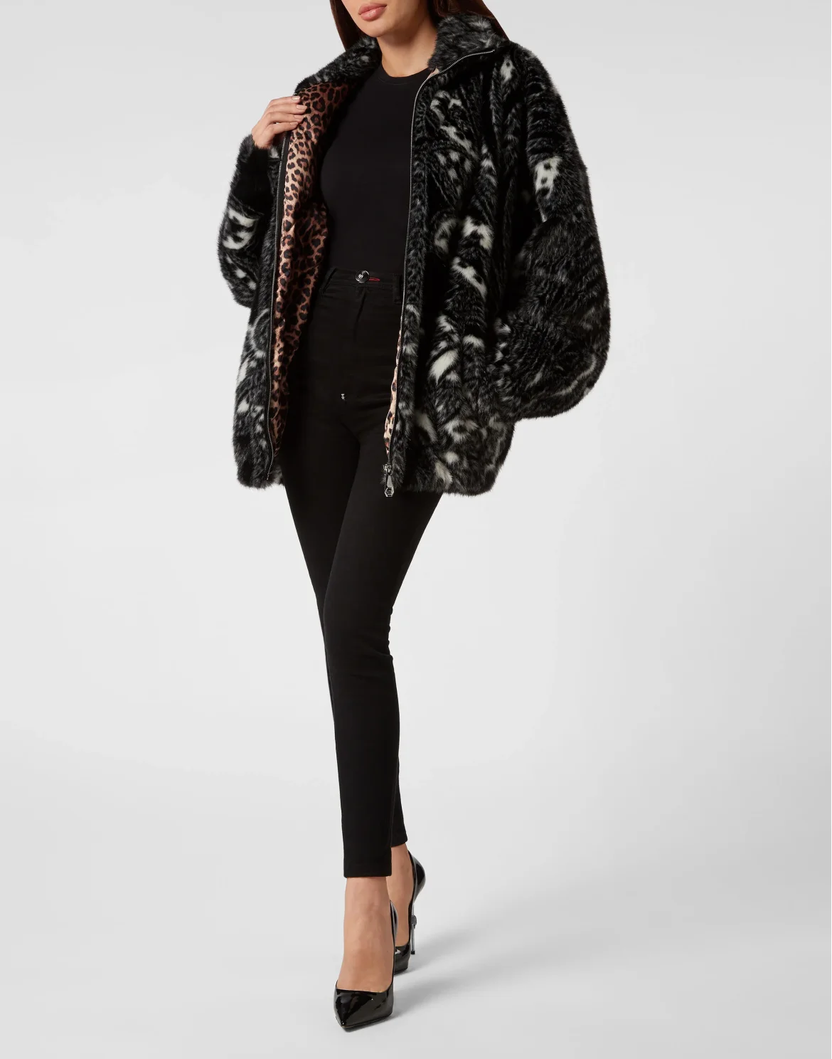Eco Mink Oversize Bomber Paisley Foulard, цвет: Черный