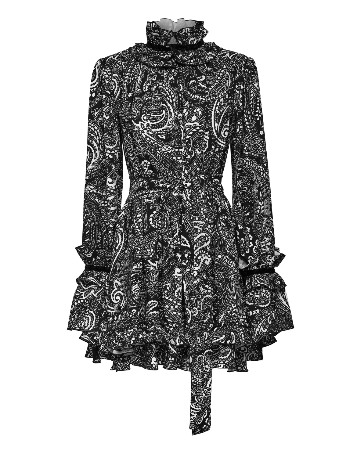 Crepe Short Dress Paisley, цвет: Черный