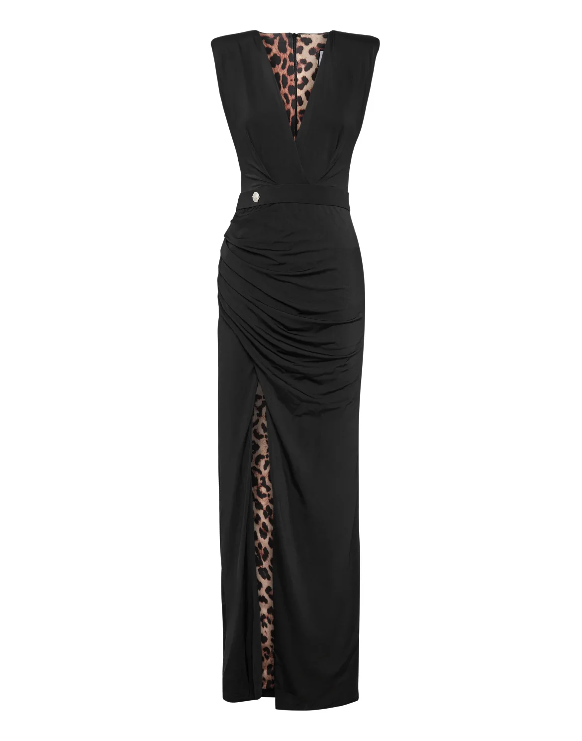 Shoulder Padded Long Dress, цвет: Черный