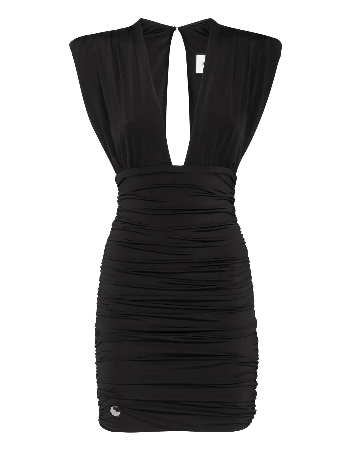 Shoulder Padded Mini Dress, цвет: Черный
