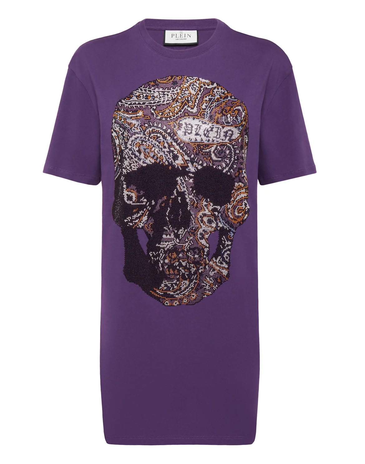 T-shirt Short Dress Paisley Skull, цвет: Фиолетовый