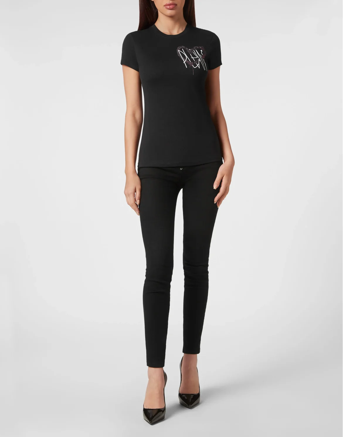 T-shirt Round Neck Sexy Pure Fit, цвет: Черный