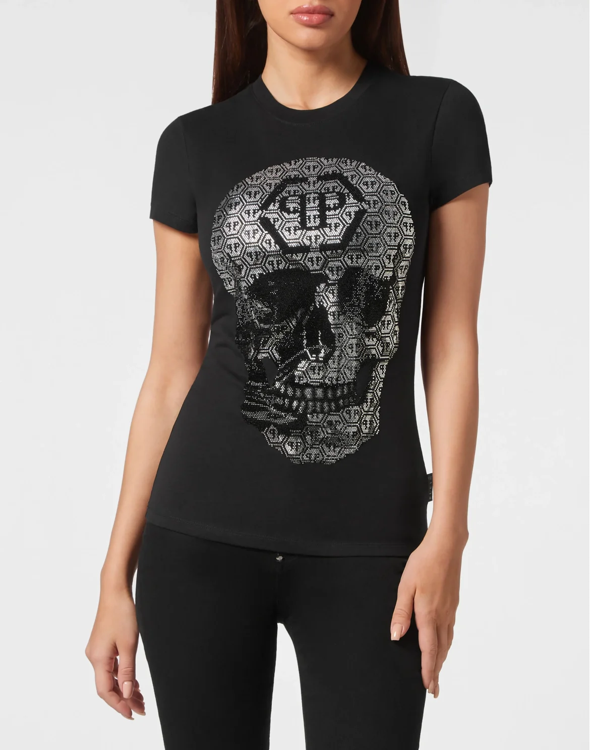 T-shirt Round Neck Sexy Pure Fit 3D Skull, цвет: Черный