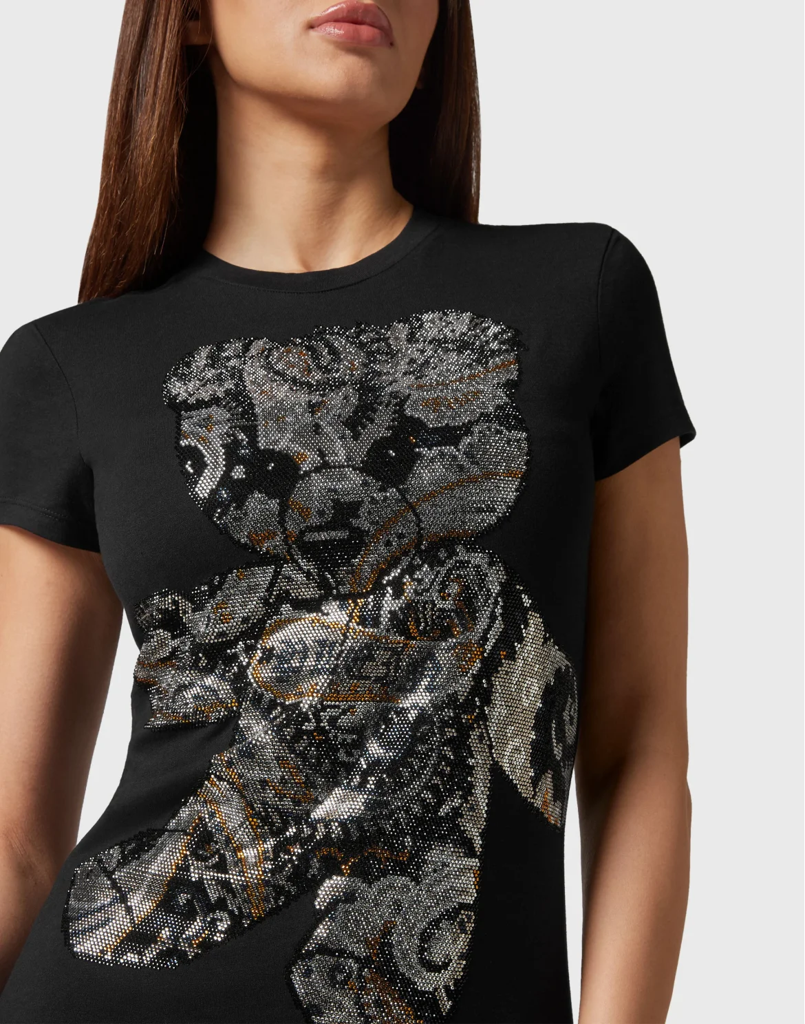T-shirt Round Neck Sexy Pure Fit Paisley Teddy Bear, цвет: Черный