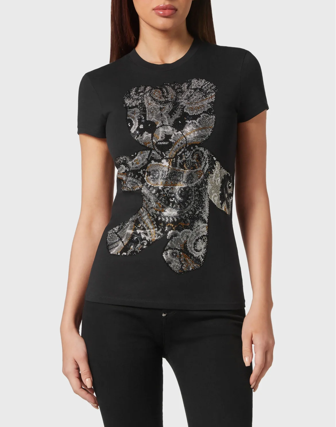 T-shirt Round Neck Sexy Pure Fit Paisley Teddy Bear, цвет: Черный