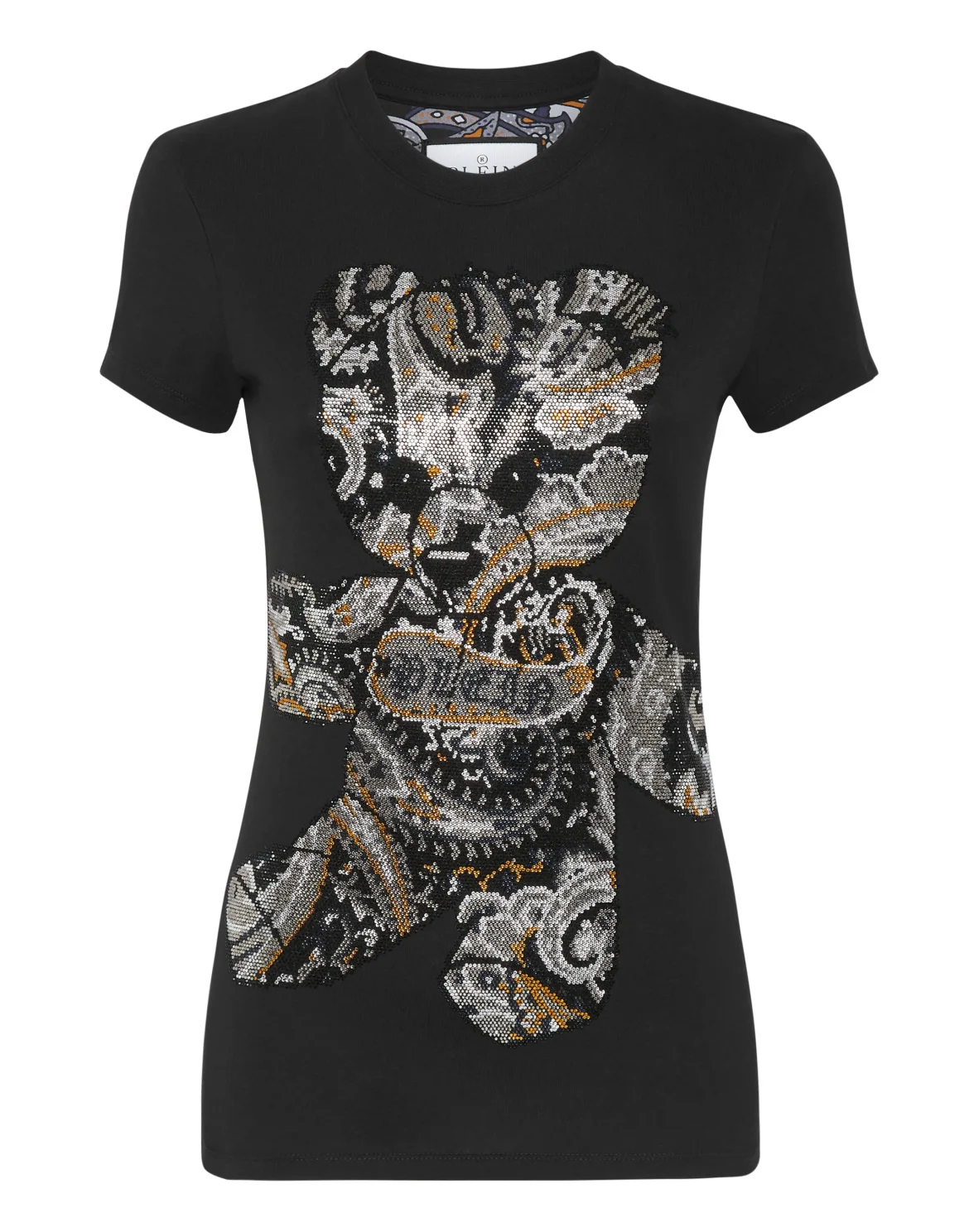 T-shirt Round Neck Sexy Pure Fit Paisley Teddy Bear, цвет: Черный