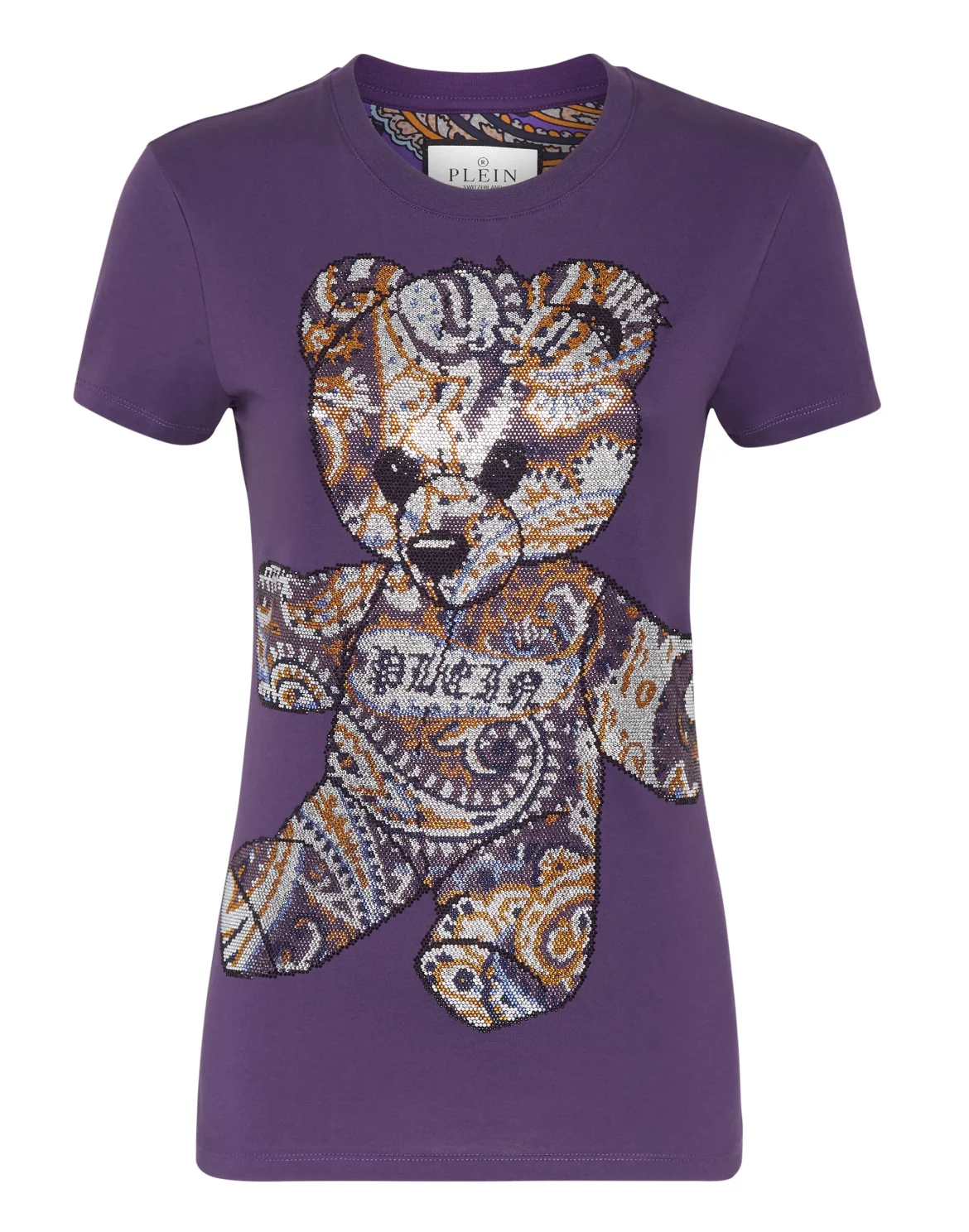 T-shirt Round Neck Sexy Pure Fit Paisley Teddy Bear, цвет: Фиолетовый